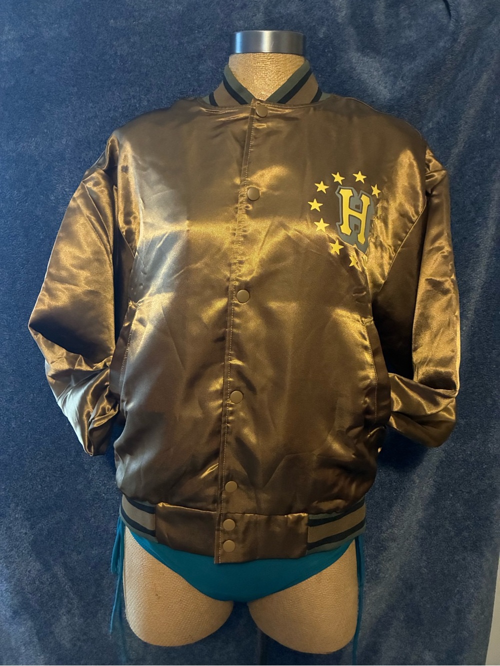 HUF Brown Satin Bomber Jacket with Star H Crest